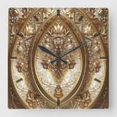 Golden Ornate Frame Wall Clock スクエア壁時計 (正面)