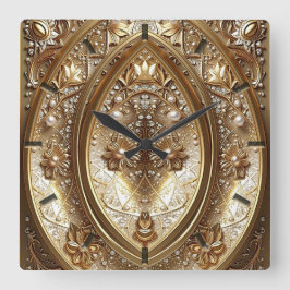 Golden Ornate Frame Wall Clock スクエア壁時計