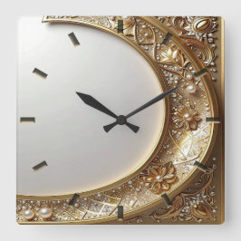 Golden Ornate Frame Wall Clock スクエア壁時計