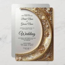 Golden Ornate Frame Wedding Invitation