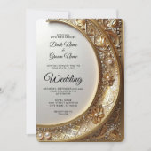 Golden Ornate Frame Wedding Invitation 招待状 (正面)