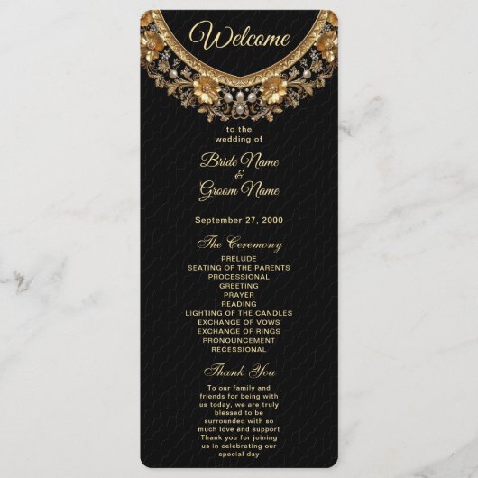 Golden Ornate Frame Wedding Program プログラム (正面)