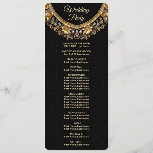 Golden Ornate Frame Wedding Program プログラム (裏面)