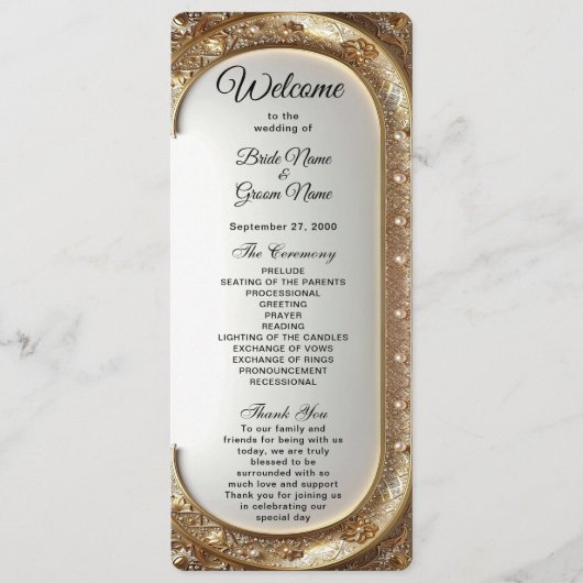 Golden Ornate Frame Wedding Program プログラム (正面)
