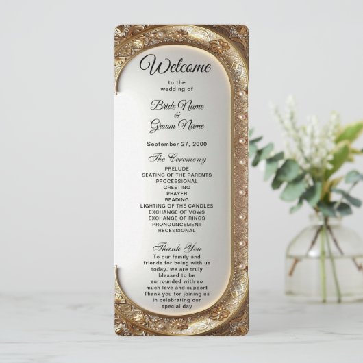 Golden Ornate Frame Wedding Program プログラム (スタンド正面)