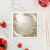 Golden Ornate Frame with Pearls スタンダードカクテルナプキン (インサイチュ)