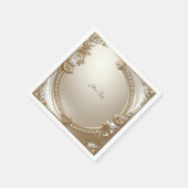 Golden Ornate Frame with Pearls スタンダードカクテルナプキン (角)