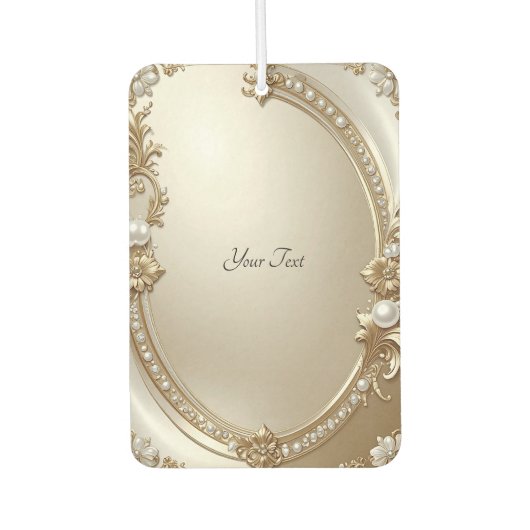 Golden Ornate Frame with Pearls Air Freshener カーエアーフレッシュナー (正面)