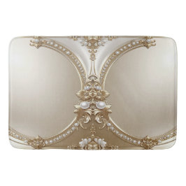 Golden Ornate Frame with Pearls Bath Mat バスマット