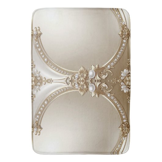 Golden Ornate Frame with Pearls Bath Mat バスマット (正面縦)
