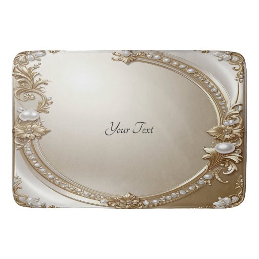 Golden Ornate Frame with Pearls Bath Mat バスマット (正面)