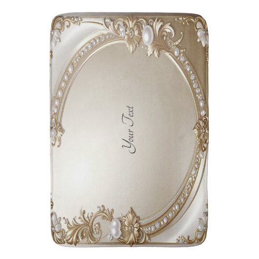Golden Ornate Frame with Pearls Bath Mat バスマット (正面縦)