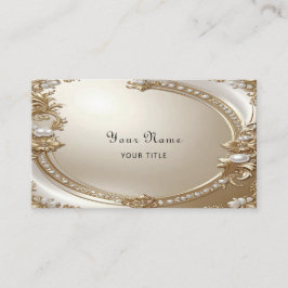 Golden Ornate Frame with Pearls Business Card 名刺