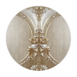 Golden Ornate Frame with Pearls Cutting Board カッティングボード