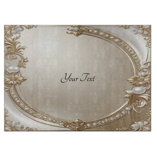 Golden Ornate Frame with Pearls Cutting Board カッティングボード (正面)