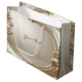 Golden Ornate Frame with Pearls Gift Bag ラージペーパーバッグ (正面アングル)