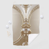 Golden Ornate Frame with Pearls Golf Towel ゴルフタオル (インサイチュ)