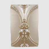 Golden Ornate Frame with Pearls Golf Towel ゴルフタオル (正面)