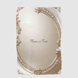 Golden Ornate Frame with Pearls Golf Towel ゴルフタオル