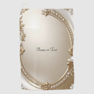 Golden Ornate Frame with Pearls Golf Towel ゴルフタオル