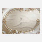 Golden Ornate Frame with Pearls Kitchen Towel キッチンタオル (横)