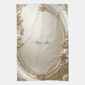 Golden Ornate Frame with Pearls Kitchen Towel キッチンタオル (縦)