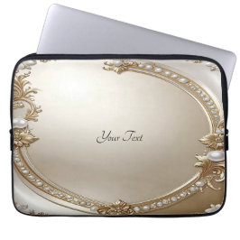 Golden Ornate Frame with Pearls Laptop Sleeve ラップトップスリーブ
