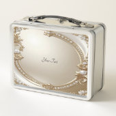 Golden Ornate Frame with Pearls Lunchbox メタルランチボックス (裏面)