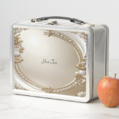 Golden Ornate Frame with Pearls Lunchbox メタルランチボックス (インサイチュ)