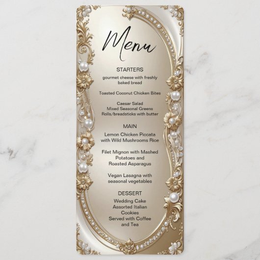 Golden Ornate Frame with Pearls Menu メニュー (正面)