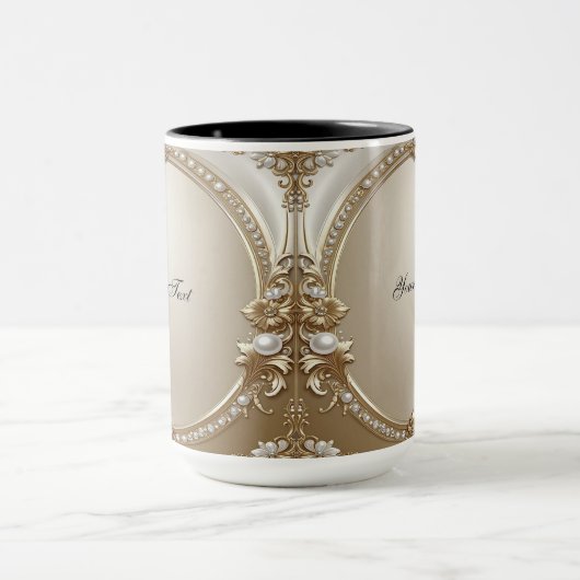 Golden Ornate Frame with Pearls Mug マグカップ (中央)