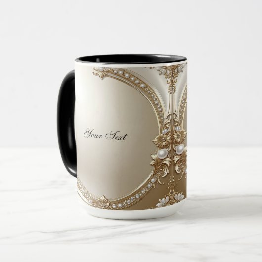 Golden Ornate Frame with Pearls Mug マグカップ (正面左)