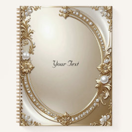 Golden Ornate Frame with Pearls Notebook ノートブック