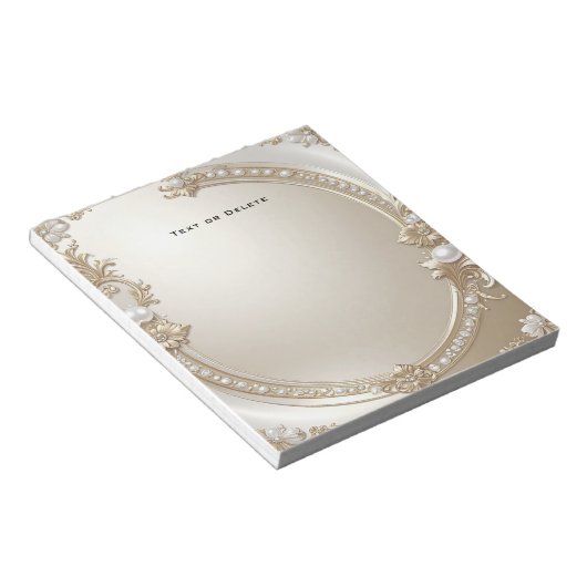 Golden Ornate Frame with Pearls Notepad ノートパッド (アングル)