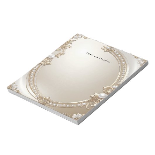 Golden Ornate Frame with Pearls Notepad ノートパッド (回転)