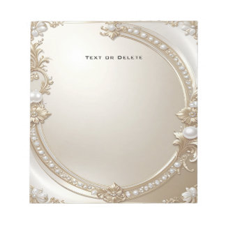 Golden Ornate Frame with Pearls Notepad ノートパッド