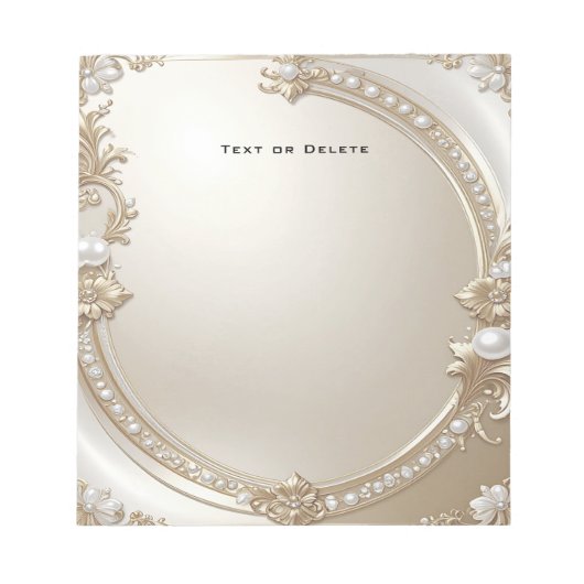 Golden Ornate Frame with Pearls Notepad ノートパッド (正面)