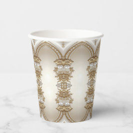 Golden Ornate Frame with Pearls Paper Cups 紙コップ