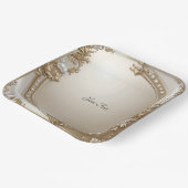 Golden Ornate Frame with Pearls Paper Plate ペーパープレート (傾斜あり)