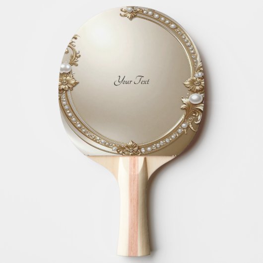 Golden Ornate Frame with Pearls Ping Pong Paddle 卓球ラケット (正面)