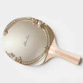Golden Ornate Frame with Pearls Ping Pong Paddle 卓球ラケット (横)