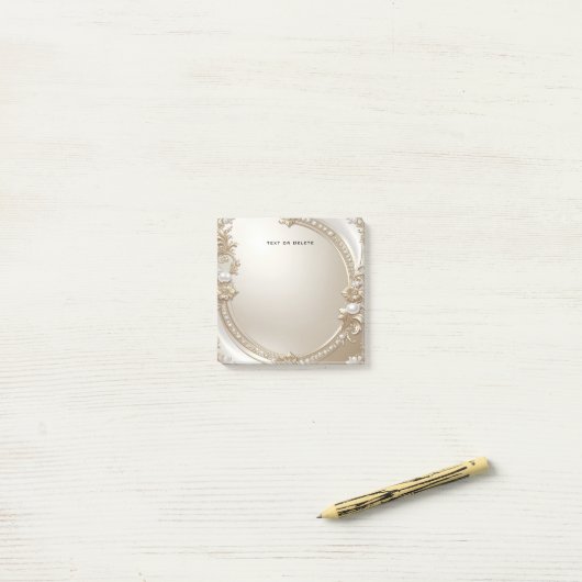 Golden Ornate Frame with Pearls Post it Notes ポストイット (デスク上)