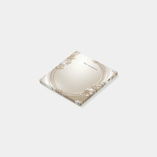 Golden Ornate Frame with Pearls Post it Notes ポストイット (アングル)