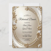 Golden Ornate Frame with Pearls Rehearsal Dinner 招待状 (正面)