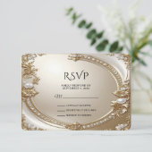 Golden Ornate Frame with Pearls RSVP Card (スタンド正面)