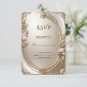 Golden Ornate Frame with Pearls RSVP Card (スタンド正面)