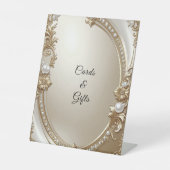 Golden Ornate Frame with Pearls Tabletop Signs 台座サイン (正面)