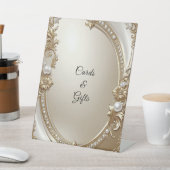 Golden Ornate Frame with Pearls Tabletop Signs 台座サイン (インサイチュ)
