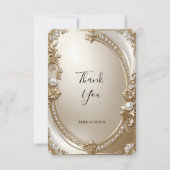 Golden Ornate Frame with Pearls Thank You Card サンキューカード (正面)