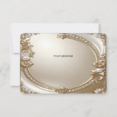Golden Ornate Frame with Pearls Thank You Card サンキューカード (裏面)